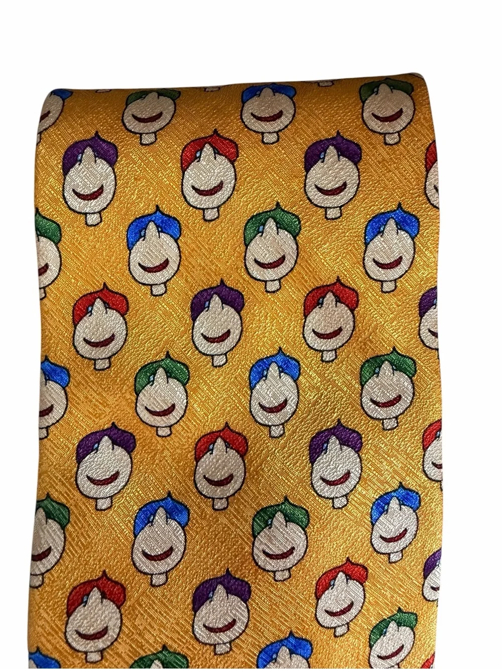 Men’s Tie Yellow Save the Children Matt Leblanc FRIENDS Smiley Faces Vintage